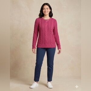 L.L. Bean Women’s X Large Signature Fisherman Cable Knit 100% Cotton Sweater XL